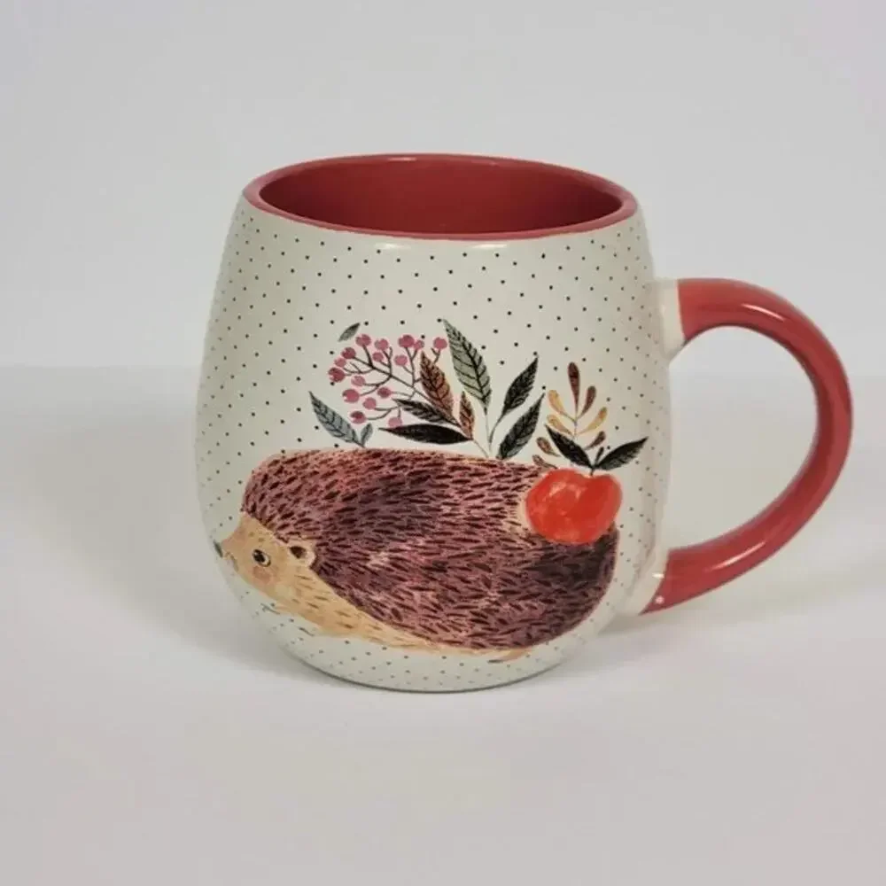 Nicole Miller Home Hedgehog Coffee Mug Large 14oz Ceramic Red Handle